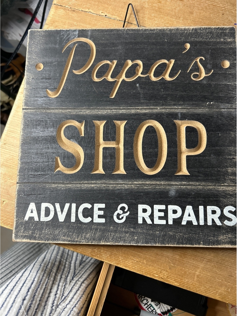 Papa's Shop Advice & Repairs Hanging Wall Sign Decor